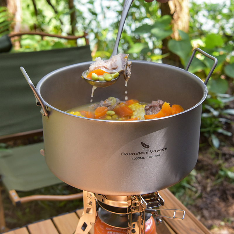 Camping Outdoor Cooking Equipment - رحلة لا حدود لها-وعاء تيتانيوم محمول