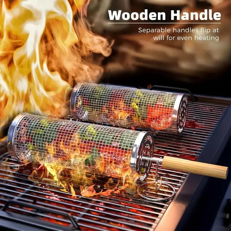 Cooking Outdoor Camping - مجموعة سلال شواء دائرية من الفولاذ