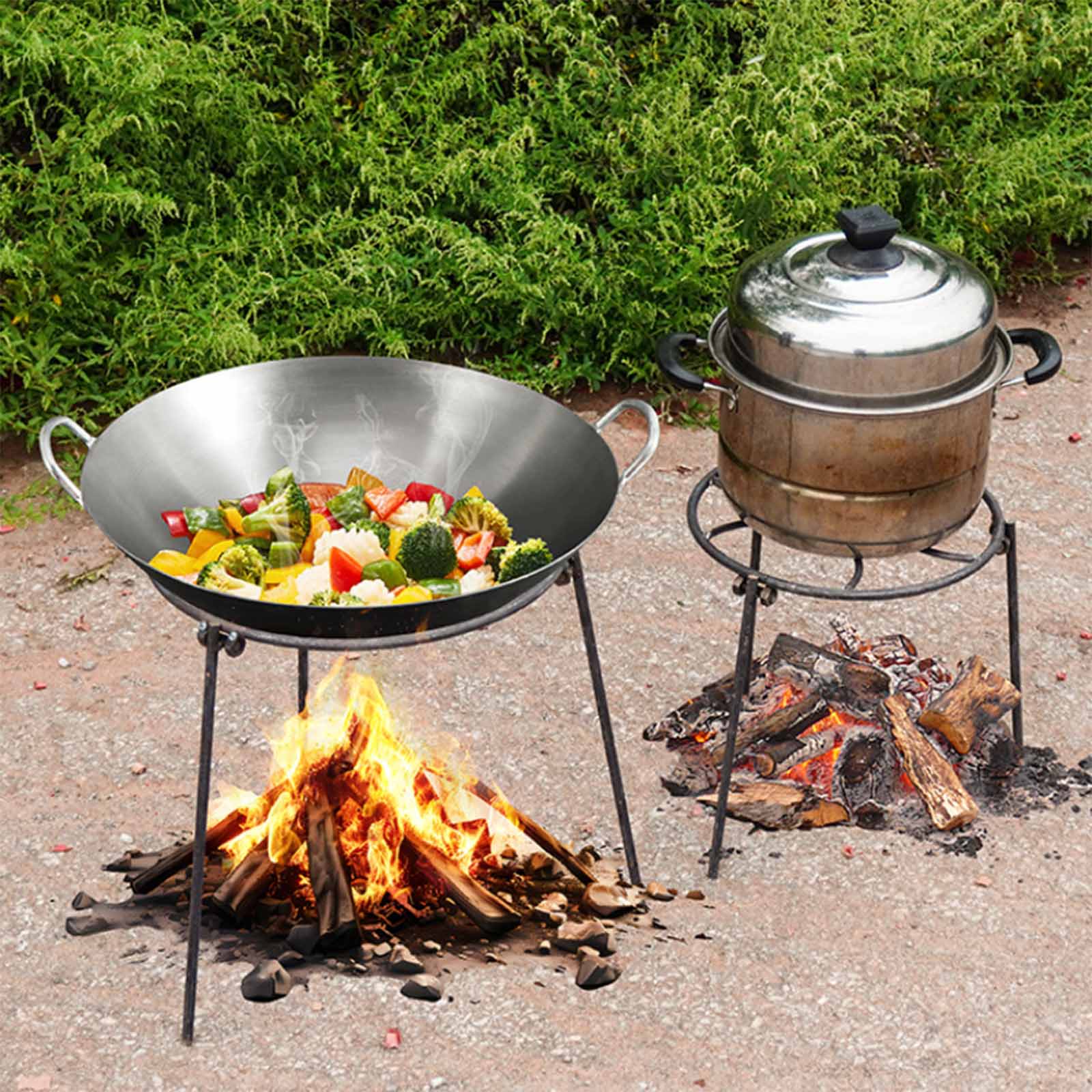 Camping Cooking Essentials - حامل شواء ثلاثي القوائم قابل للطي،