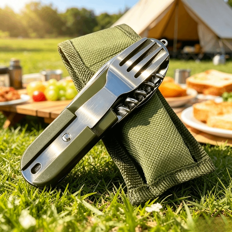 Camping Cooking And Cutlery Set - طقم أدوات مائدة للتخييم من الفولاذ