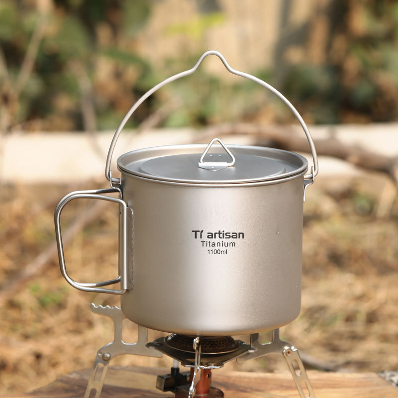 Camping Cooking Handle - وعاء تخييم من التيتانيوم سعة 1.1