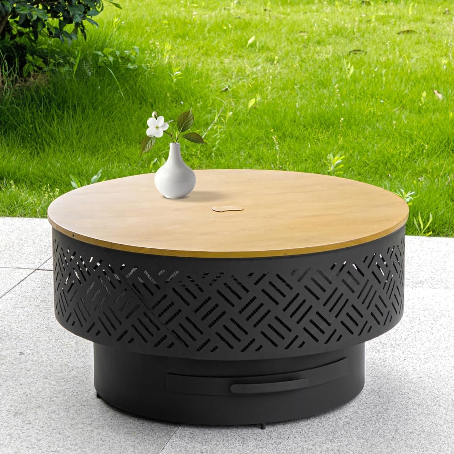 Camping Cooking Fire Pit - طاولة حفرة نار معدنية مستديرة مقاس