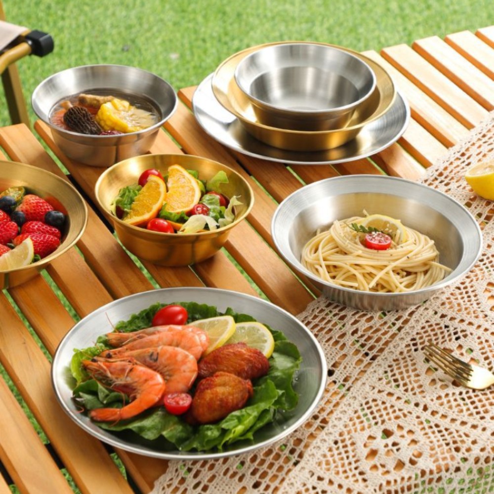 Camping Cooking Disc - طقم أدوات مائدة من الفولاذ المقاوم