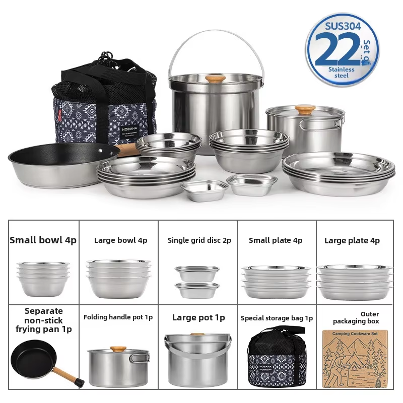 NOBANA أحدث في الهواء الطلق أو - مراجعة Camping Cooking And Cutlery Set وسعره