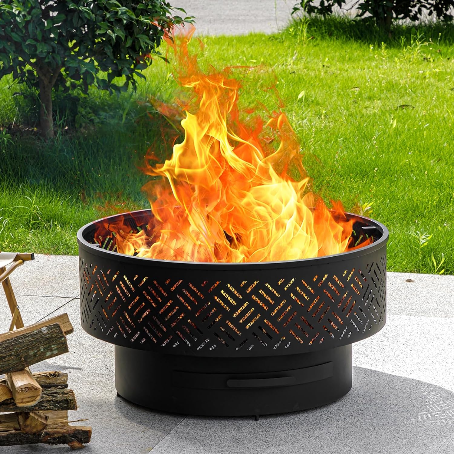 طاولة حفرة نار معدنية مستديرة  - مراجعة Camping Cooking Fire Pit وسعره
