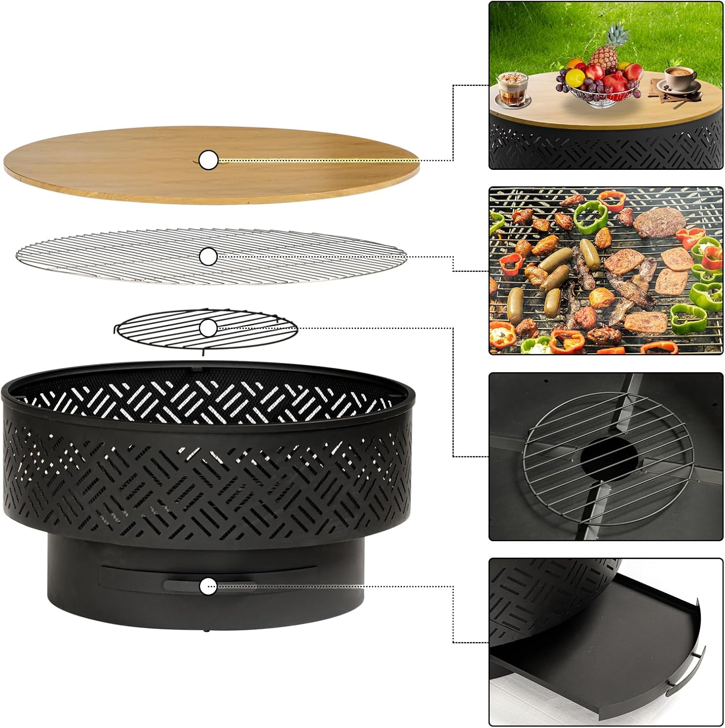 طاولة حفرة نار معدنية مستديرة  - مراجعة Camping Cooking Fire Pit وسعره