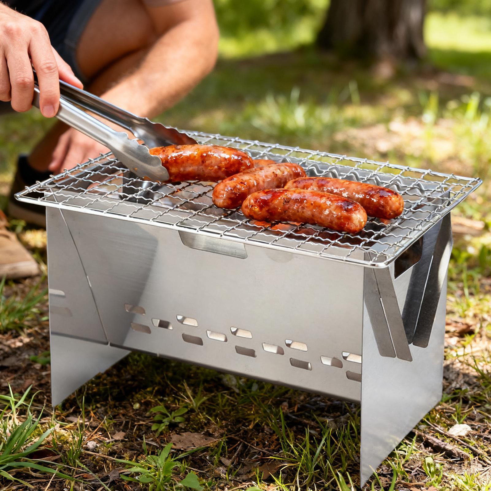 شواية فحم من الفولاذ المقاوم ل - مراجعة Camping Cooking Fire Pit وسعره
