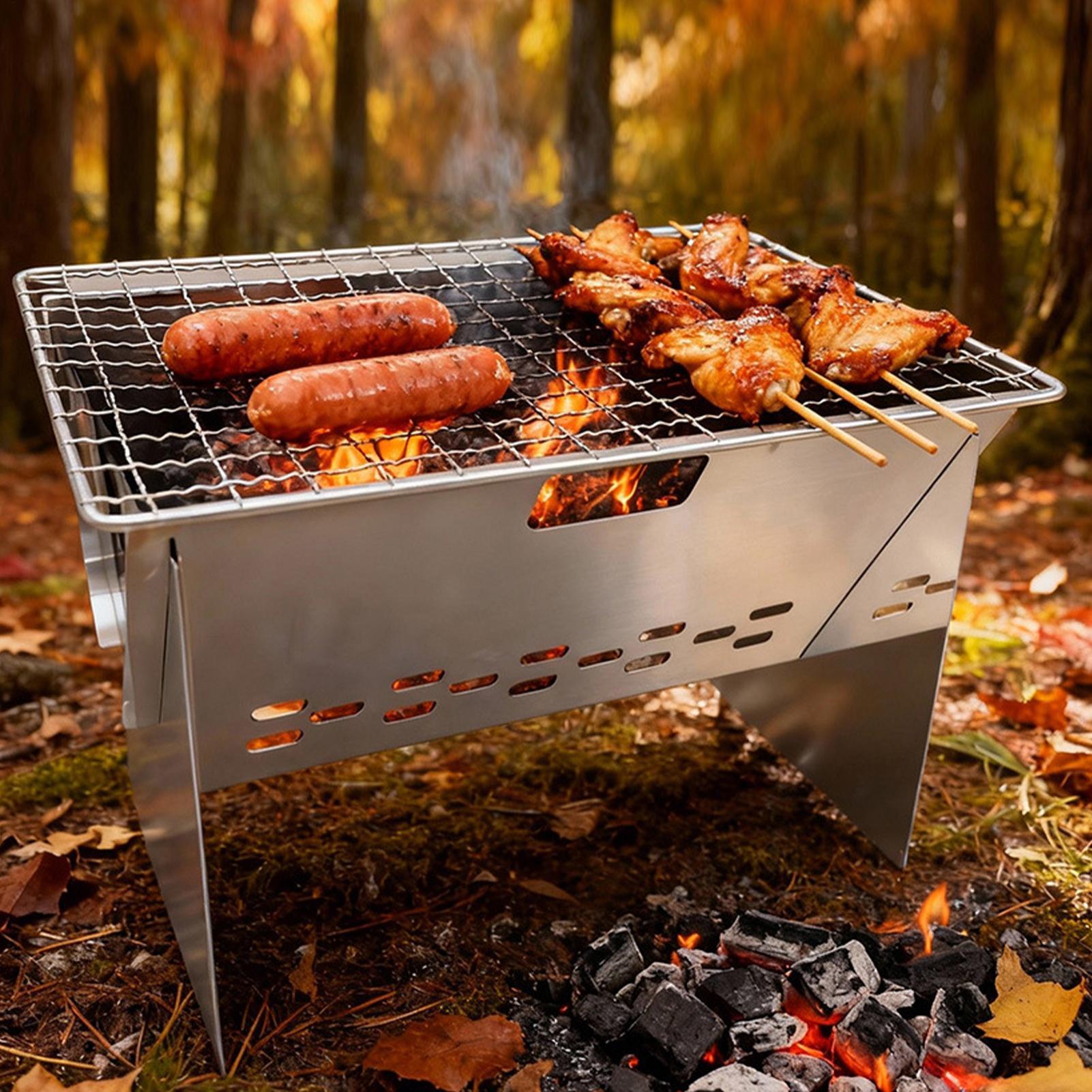 شواية فحم من الفولاذ المقاوم ل - مراجعة Camping Cooking Fire Pit وسعره