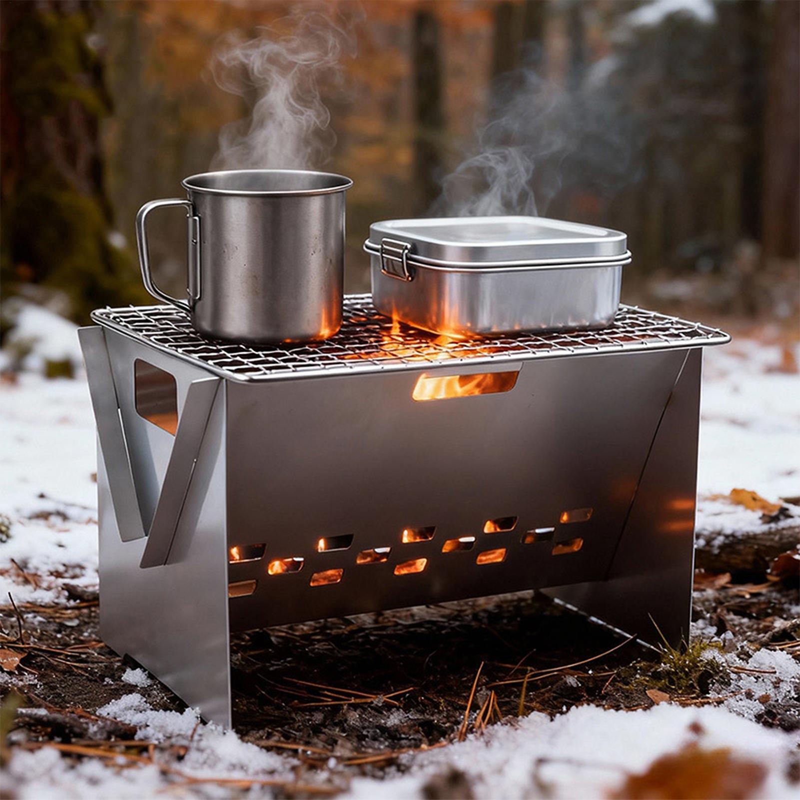 شواية فحم محمولة قابلة للطي مد - مراجعة Camping Cooking Fire Pit وسعره